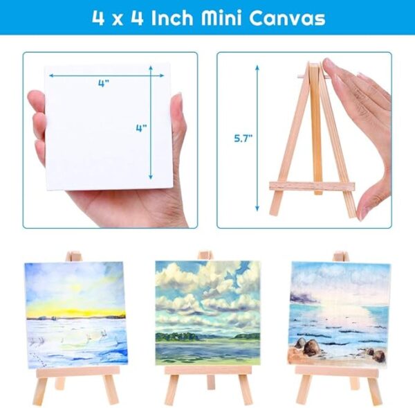 Mini Canvas Set – 18 Pack 4x4" with Mini Easels for Kids & Teens Painting Kit - Image 2