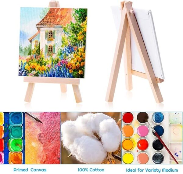 Mini Canvas Set – 18 Pack 4x4" with Mini Easels for Kids & Teens Painting Kit - Image 3