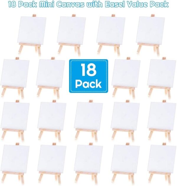Mini Canvas Set – 18 Pack 4x4" with Mini Easels for Kids & Teens Painting Kit - Image 4
