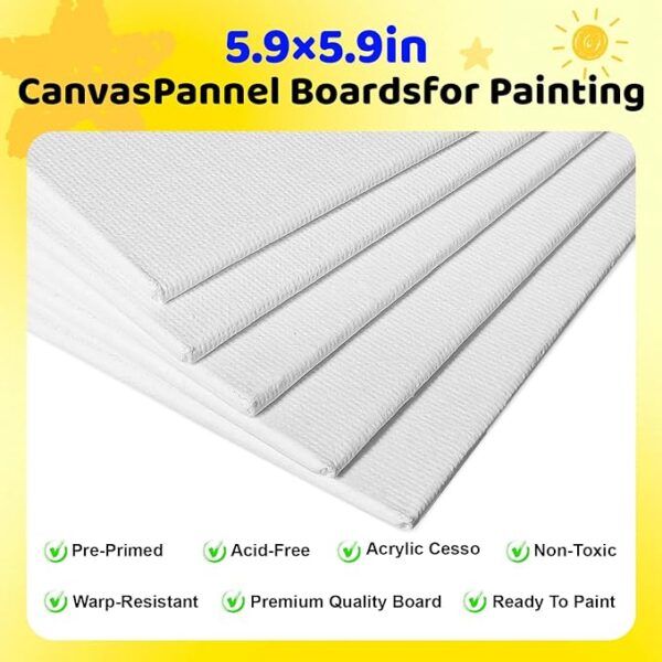 10-Set Mini Acrylic Paint Kit – 5.9" Canvas Boards, 6.5" Easel, Paint Strips & Brushes for Kids & Beginners - Image 4