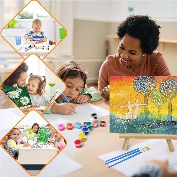 8-Set Mini Acrylic Paint Kit – Mini Canvases with Easel, Paint Strips & Brushes for Kids & Beginners - Image 2