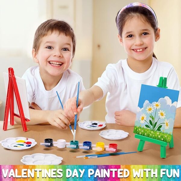 24-Set Mini Acrylic Paint Kit – Canvas, Plastic Easels, Brushes & Palette for Kids’ Art & Party Gifts - Image 4