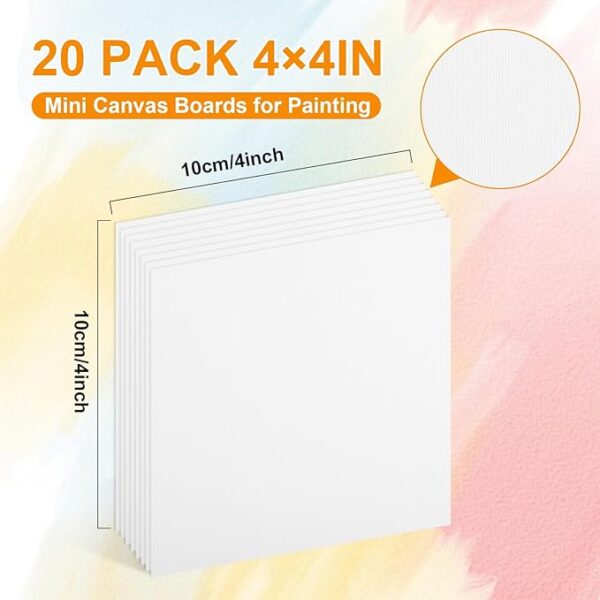 20-Pack Mini Canvas & Easel Set – 4x4" Canvases, 10 Brushes & 5 Palettes for Kids’ Painting Gift - Image 3