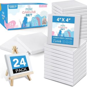 24-Pack Mini 4x4" Canvases – 2/5" Profile, Blank for School, Kids, and Home Decor Projects