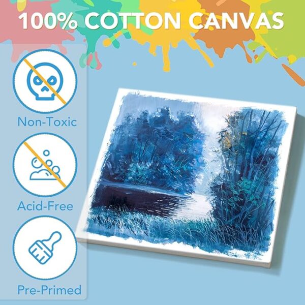 24-Pack Mini 4x4" Canvases – 2/5" Profile, Blank for School, Kids, and Home Decor Projects - Image 3