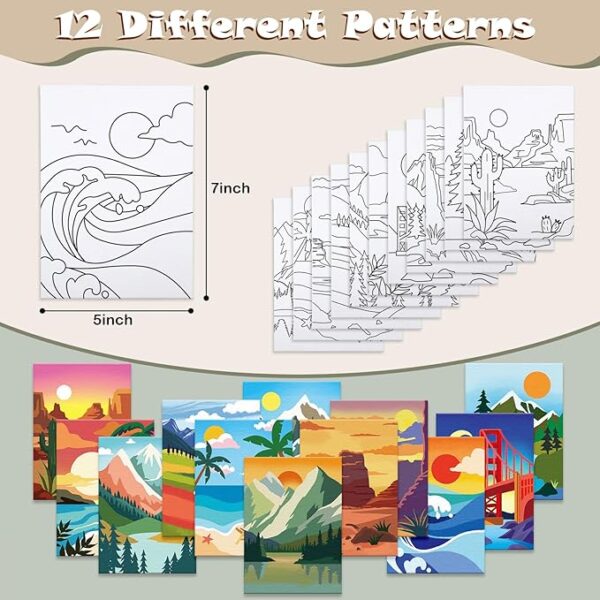 10-Set Pre-Printed 5x7" Canvas Kits – Easels & Outline Panels for Beginners & DIY Projects - Image 2