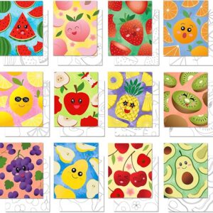 12-Pack 8x10" Pre-Drawn Fruit Canvas Set – Stretched Outline Boards for Boys & Girls Paint Parties