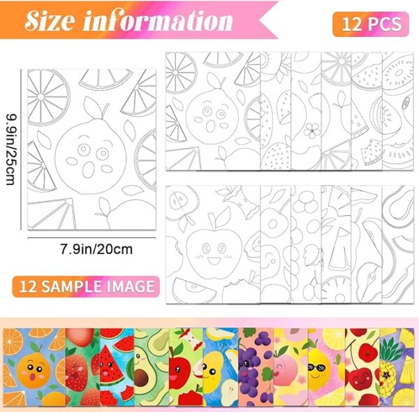 12-Pack 8x10" Pre-Drawn Fruit Canvas Set – Stretched Outline Boards for Boys & Girls Paint Parties - Image 2