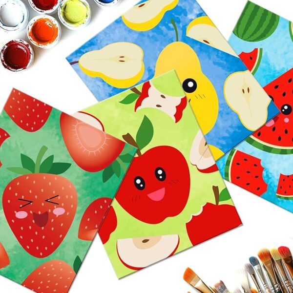 12-Pack 8x10" Pre-Drawn Fruit Canvas Set – Stretched Outline Boards for Boys & Girls Paint Parties - Image 4