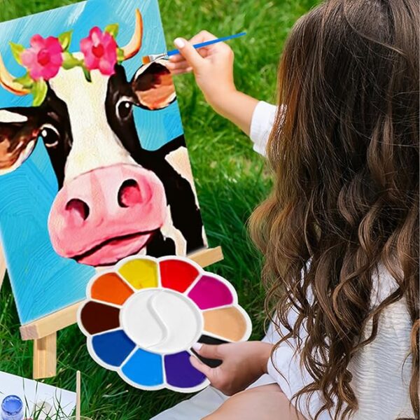6-Set Pre-Drawn Canvas Painting Kit – Cow Design for Adults, Family Sip & Paint Party Favor - Image 3
