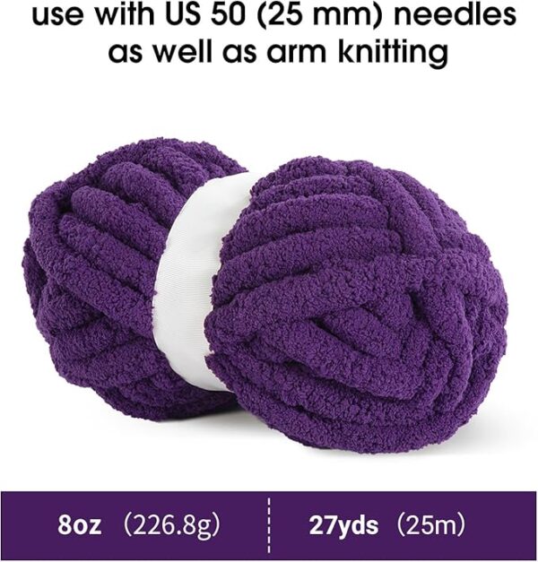 8-Pack Assorted Chunky Chenille Yarn – Fluffy, Soft, 27 yds Each, Purple & Dark Purple - Image 2