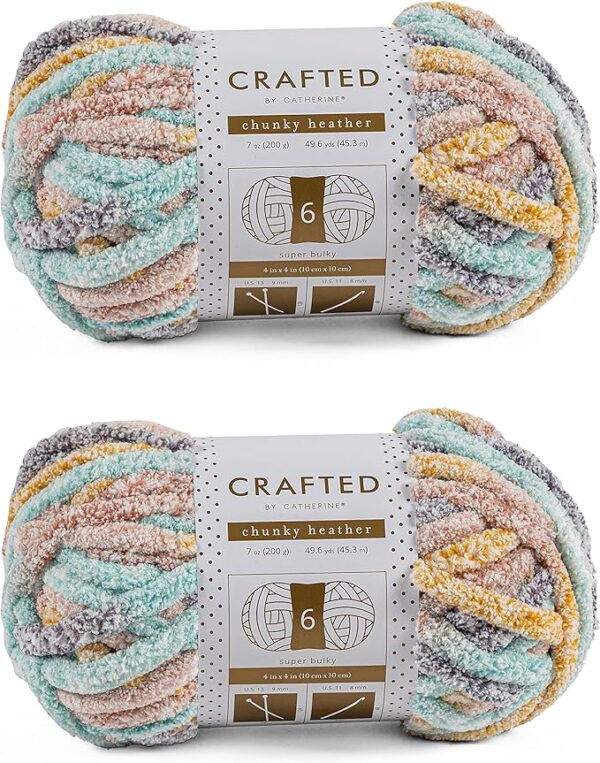 Multi Yarn – 2 Pack, 49 Yds Each, Rainbow Multi, Gauge 6 Super Bulky