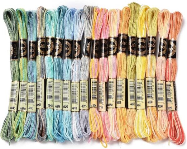 Rainbow Gradient Variegated Cross Stitch Floss – 6-Strand Colorful Polyester Thread for Sewing & Crafts