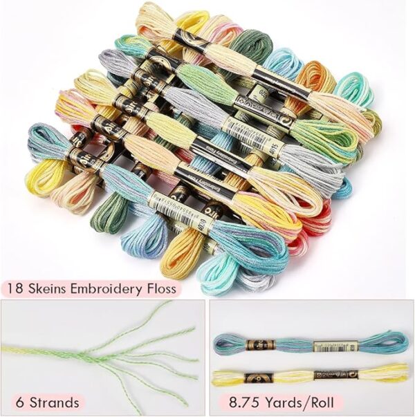 Rainbow Gradient Variegated Cross Stitch Floss – 6-Strand Colorful Polyester Thread for Sewing & Crafts - Image 2