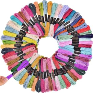 100-Skein Rainbow Embroidery Floss Set with Needles – Cross Stitch & Bracelet Making