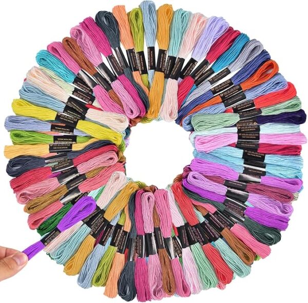 100-Skein Rainbow Embroidery Floss Set with Needles – Cross Stitch & Bracelet Making