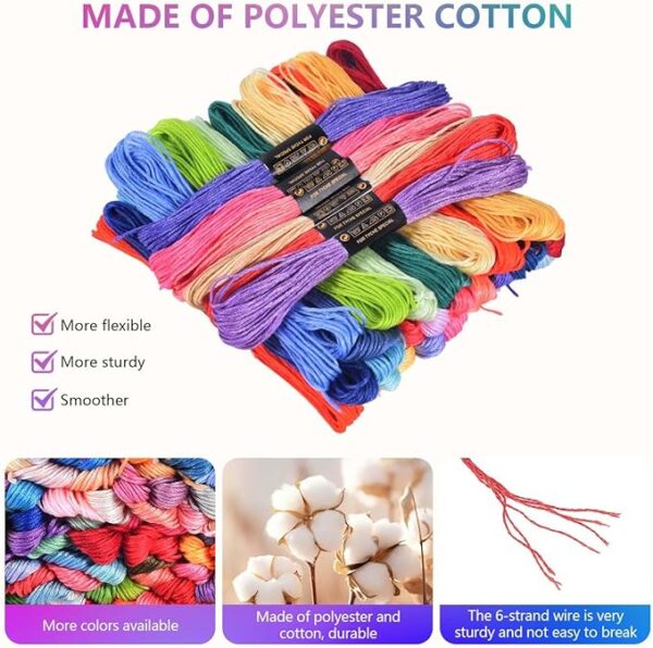 100-Skein Rainbow Embroidery Floss Set with Needles – Cross Stitch & Bracelet Making - Image 3
