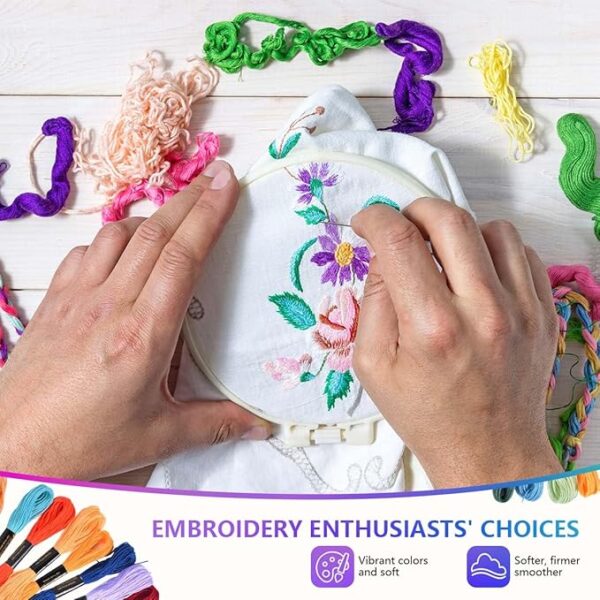 100-Skein Rainbow Embroidery Floss Set with Needles – Cross Stitch & Bracelet Making - Image 4