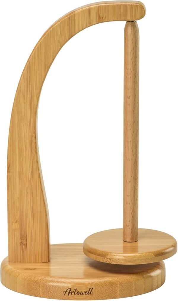 Wooden Yarn Holder with Accessories Storage – Walnut Finish, Ideal for Crochet & Knitting