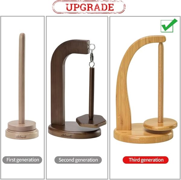 Wooden Yarn Holder with Accessories Storage – Walnut Finish, Ideal for Crochet & Knitting - Image 3