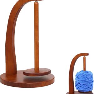 Wooden Yarn Holder Spinner with Magnetic Twirling – Yarn Ball Holder for Knitting & Crocheting Gifts