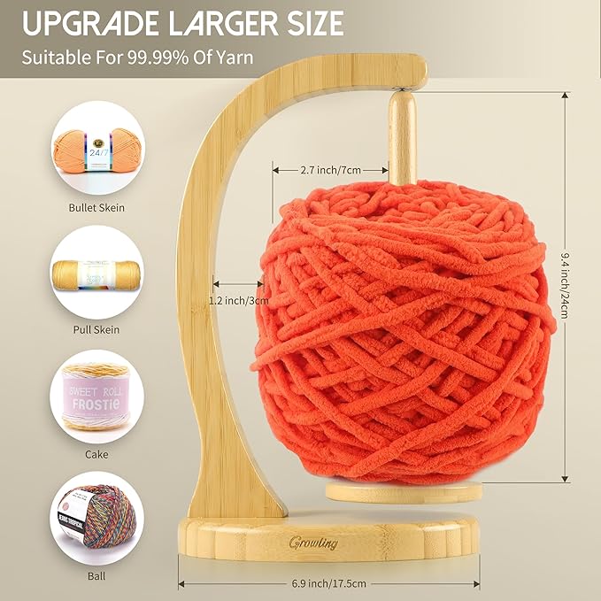 Wooden Magnetic Yarn Holder – Large Rotating Dispenser, Bamboo Gift - Image 3