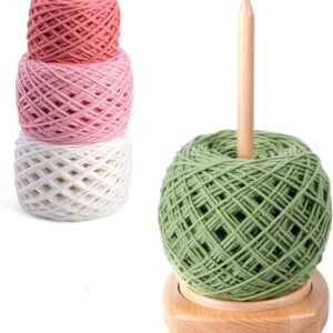 Wooden Yarn Holder – Easy-Install Yarn Spinner with Storage, Large Crochet Gift