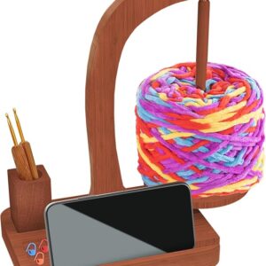 Upgraded Magnetic Yarn Holder – Twirling Spinner with Storage & Phone Stand for Knitting Lovers