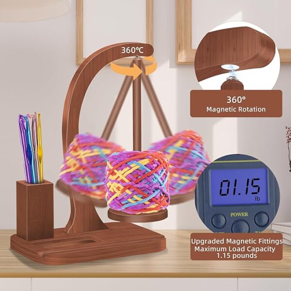 Upgraded Magnetic Yarn Holder – Twirling Spinner with Storage & Phone Stand for Knitting Lovers - Image 4