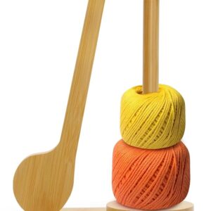 Wooden Yarn Holder Spinner – Magnetic Twirling Stand with Phone & Hook Storage for Knitting & Crochet