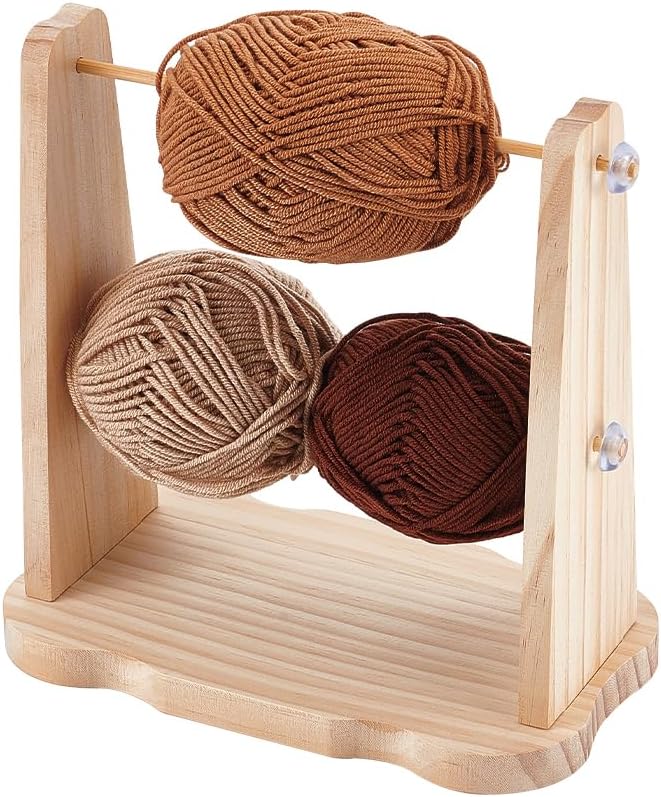 Wooden Double Yarn Spinner – Portable Crochet & Knitting Thread Holder for Crafts