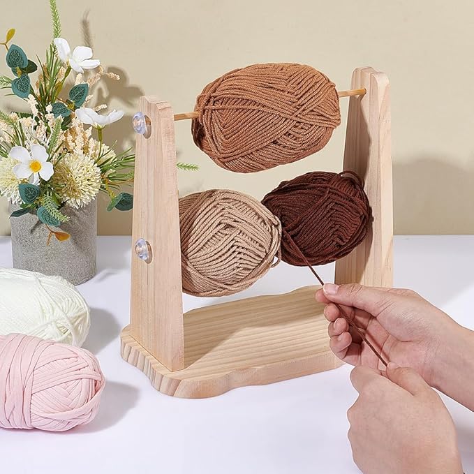 Wooden Double Yarn Spinner – Portable Crochet & Knitting Thread Holder for Crafts - Image 3