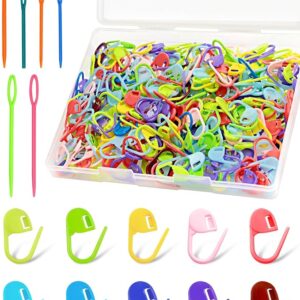 50 Colorful Stitch Markers – Locking Crochet Clips & DIY Needle Counters