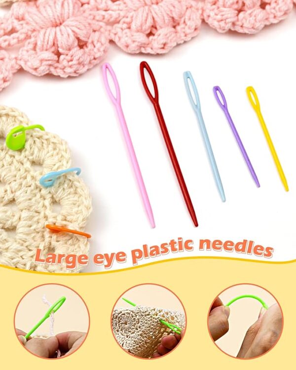 300pcs Stitch Markers & 6 Blunt Needles – Crochet & Knitting Clips Set - Image 3