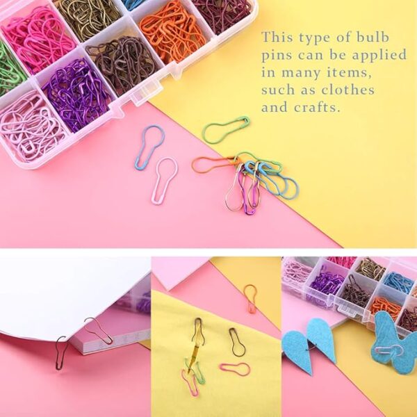 300pcs Calabash Safety Pins – 10 Colors Crochet Stitch Markers with Storage Box - Image 4