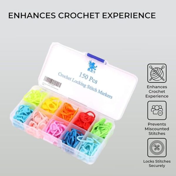 150pcs Multi-Colored Crochet & Knitting Stitch Markers – Locking Stitch Set for DIY Crafts - Image 3