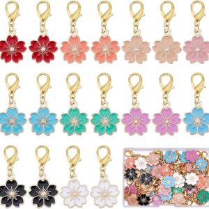 50pcs Sakura Flower Stitch Markers – Enamel Crochet & Knitting Clips with Lobster Clasp