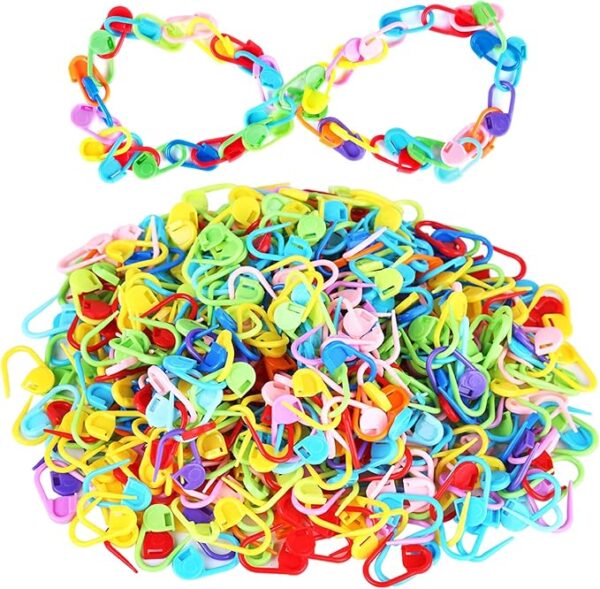 500pcs Colorful Knitting & Crochet Stitch Markers – Plastic Safety Pins & Stitch Counters