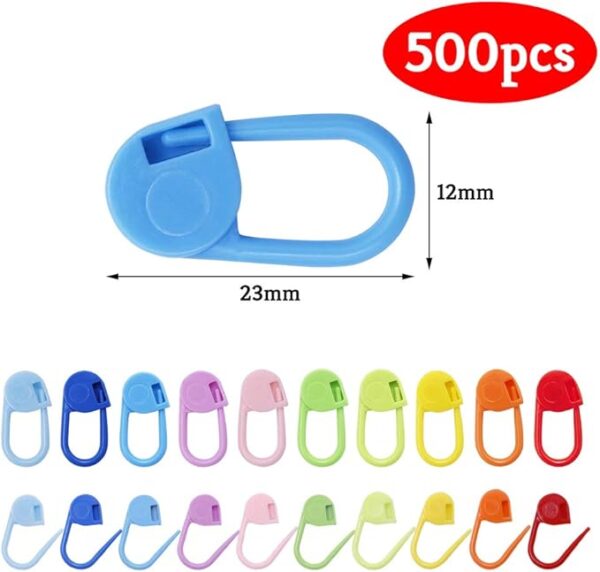 500pcs Colorful Knitting & Crochet Stitch Markers – Plastic Safety Pins & Stitch Counters - Image 2