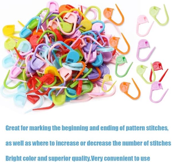 500pcs Colorful Knitting & Crochet Stitch Markers – Plastic Safety Pins & Stitch Counters - Image 3
