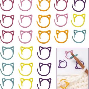 24pcs Cat Stitch Marker Rings – Colorful Crochet & Knitting Markers for Yarn
