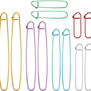 12pcs Aluminum Yarn Stitch Holders – 6 Sizes Knitting & Crochet Markers