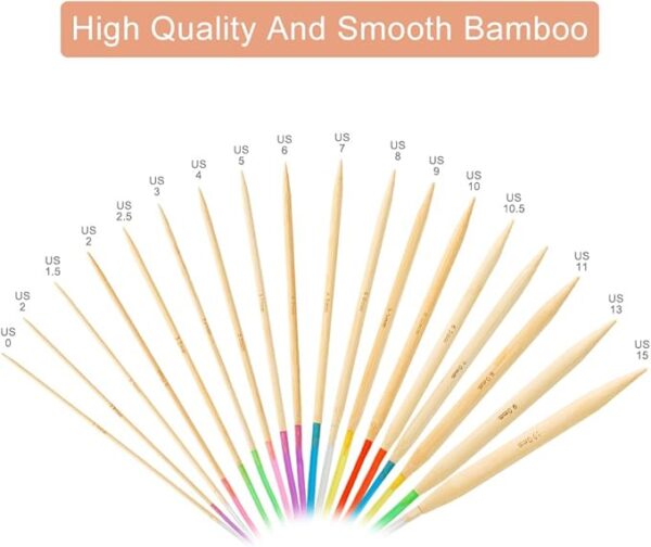 18 Pairs Bamboo Circular Knitting Needles – 2mm-10mm with Colorful Tubes, 31.5" Length - Image 3
