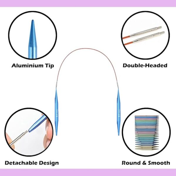 13 Pairs Interchangeable Circular Knitting Needles – 3.0–10.0mm Aluminum Set with Case - Image 4