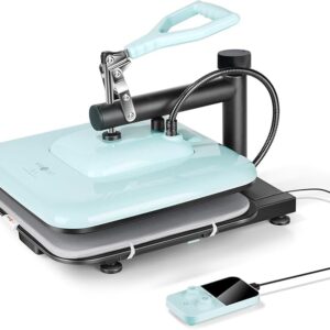 15x15 Swing Away Heat Press – Fast, Even Heating for T-Shirts, HTV & Sublimation (Blue)