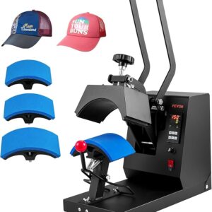 4-in-1 Heat Press Machine for Hats – 6x3" Curved Plate, Temp Control & Non-Slip Base