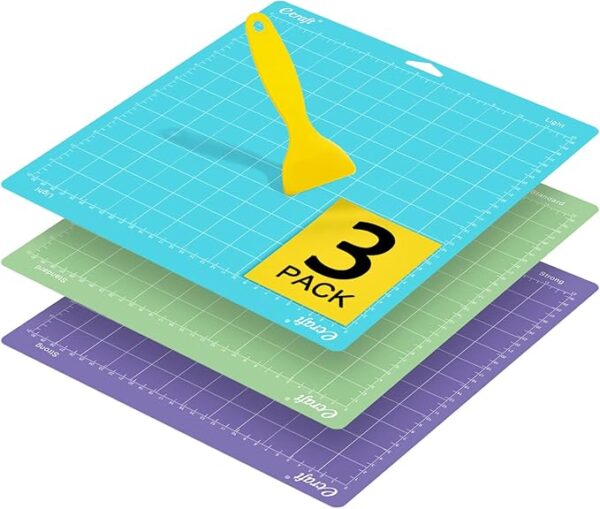 12"x12" Cutting Mat Variety Pack – 3pcs (Strong, Standard, Light Grip) for Cricut Crafts & Sewing