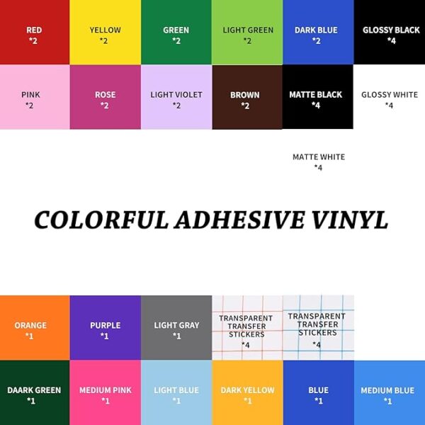 52-Pack Removable Vinyl Sheets – 22 Colors, 13"x12", Compatible with Cricut Maker & Explore - Image 2