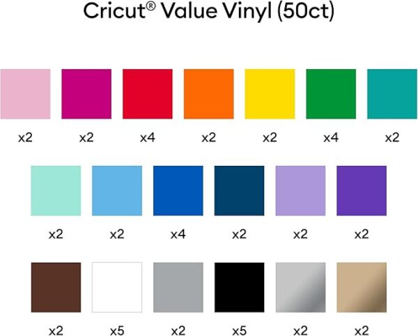 Value Permanent Vinyl - 50ft Rainbow Sampler, 12in x 12in Sheets (50 Count) - Image 2