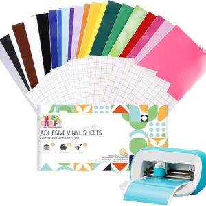 Smart Vinyl Removable – 52-Pack (5.5"x12") 22 Colors, Compatible with Cricut Joy, Self-Adhesive for DIY & Outdoor Use